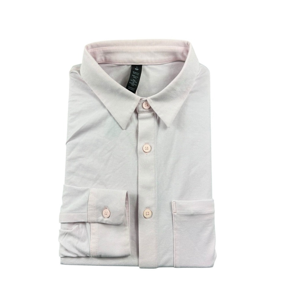 Lululemon Light Pink Performance Long Sleeve Button Front Shirt Mens Small